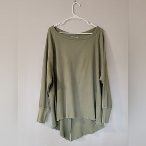 Free People Sage Green Ribbed Long Sleeve Top